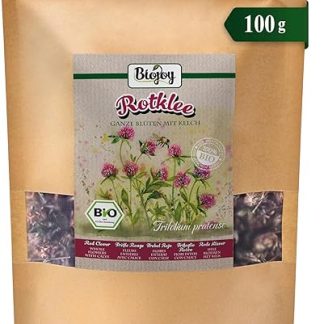 Органический чай из красного клевера Biojoy (100 г), цельные цветки с чашечкой (Trifolium pratense)