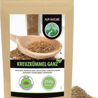 Семена тмина Alpi Nature, 250 г, цельные сырые семена тмина для приготовления пищи и смесей специй.