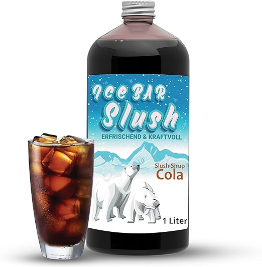 Сироп ICE Bear не содержит азо- и глицерина, бутылка 1 л, концентрат для приготовления коктейлей-смузи, для мороженицы, льдогенератора, льдогенератора, 1:5 до 1:20 (кола)