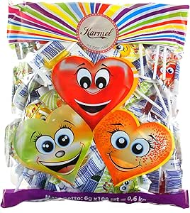 Фруктовые леденцы в форме сердечек, 100 шт.