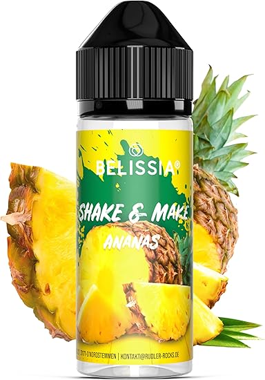 Belissia Shake and Make Ананасовый – Высококонцентрированный пищевой ароматизатор 10 мл + флакон для коктейля 120 мл – Для выпечки, приготовления пищи, напитков, коктейлей, домашнего приготовления и ароматизации помещений – Веганский продукт, без добавок