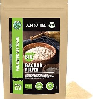 Порошок из сушеных и измельченных плодов баобаба Alpi Nature, 250 г, без глютена.