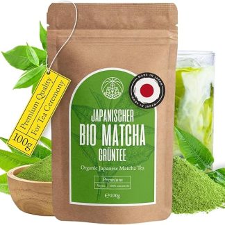 Органический порошок матча Monte Nativo (100 г) – чай матча для латте – высококачественный зеленый чай – 100% натуральный, без добавок