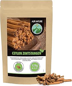 Палочки цейлонской корицы Alpi Nature, 125 г, целые палочки цейлонской корицы диаметром 80 мм, из Шри-Ланки, примерно 14-16 палочек в упаковке.