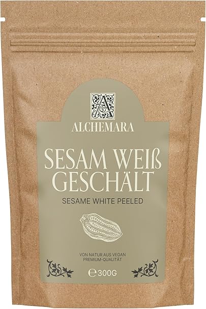 Белый кунжут Alchemara (300 г) – семена кунжута – деликатно высушенные специи для вашей кухни – ароматные специи