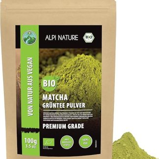 Органический порошок матча Alpi Nature 100 г, высококачественный зеленый чай матча, с натуральным кофеином.