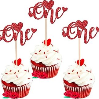 Набор из 24 топперов для кексов с красными блестками «Сладкая любовь» ко Дню святого Валентина. Украшения для кексов в стиле Дня святого Валентина, для свадьбы, детского праздника, первого дня рождения, вечеринки.