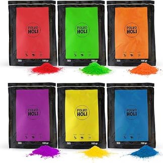 POLVO HOLI - 600 г порошка для Холи - 6 пакетов по 100 г - 6 цветов