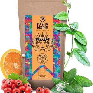 Гуайуса Пачамама с цитрусовыми нотками 0,25 кг Органическая гуайуса из Эквадора (Ilex Guayusa) 250 г Натуральный кофеин Освежающий, цитрусовый Родственник мате Нежный Альтернатива кофе Традиционный индийский настой