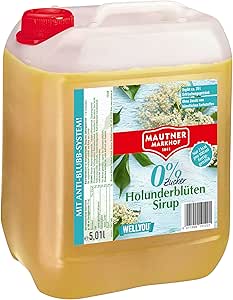 Сироп из бузины Mautner Markhof 0% сахара – 5 л, гастрономическая бутылка, фруктовый сироп для баров и ресторанов.
