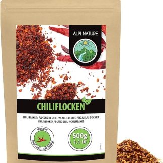 Хлопья чили Alpi Nature 500 г, сушеные перцы чили Capsicum Annuum, острые хлопья чили для приготовления пищи.