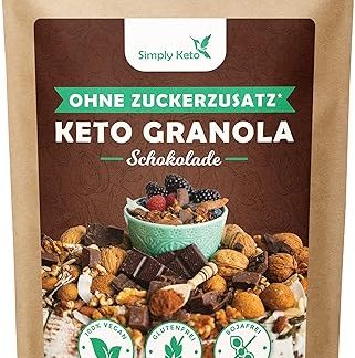 Хрустящие шоколадные мюсли Simply Keto - низкоуглеводные мюсли без сахара - 250 г. Вкусные кето-мюсли для идеального завтрака - подходят для палео- и веганов - без сои, лактозы и глютена - 250 г