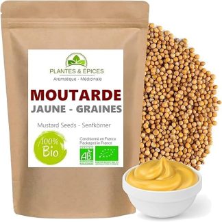 Moutarde Jaune en Graine BIO 250 г - Idéal Recette Moutarde Maison à l'Ancienne - Sachet Fraîcheur, биоразлагаемый, подлежащий возврату (250)