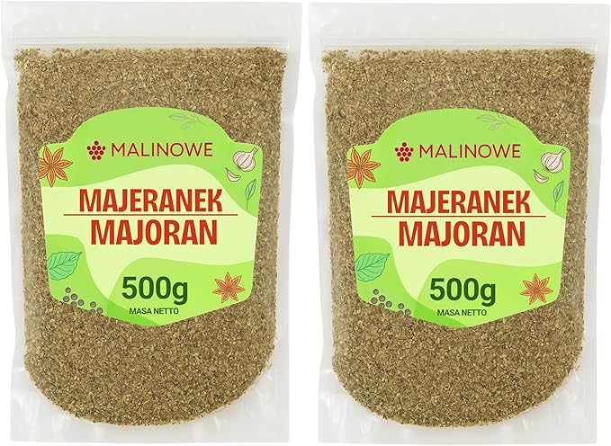 Малина, листья майорана, 2 x 500 г, сушеные, ароматные.