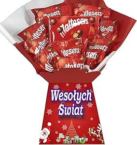 Рождественский шоколадный букет/корзина – персонализированный рождественский подарок с пожеланиями для него или для нее (совместимо с конфетами Maltesers)