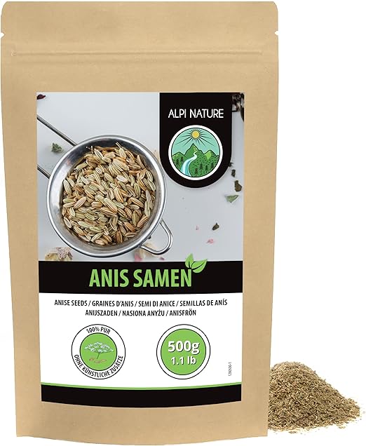 Семена аниса Alpi Nature (500 г), 100% натуральные, без добавок, подходят для веганов.