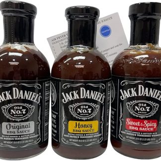 Набор соусов для барбекю Jack Daniels (495 г): оригинальный, сладко-острый, медовый и карточка с рецептом ThisNThat.