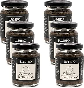 6 упаковок соуса Lussiero с трюфелем, летняя сальса с черным трюфелем, тапенада из клубней эвкалипта (Tuber Aestivum) 80 г