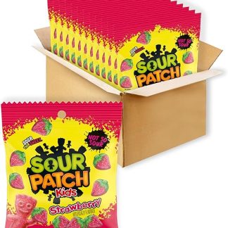 Кислые жевательные конфеты Sour Patch Kids со вкусом клубники, пакетики по 350 мл.