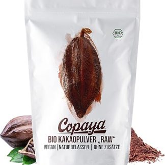 Органический какао-порошок Copaya 2 кг, сырое какао из органического выращивания, без сахара, с уникальным и интенсивным ароматом, изготовлен из высококачественных какао-бобов, 11% жира, обезжиренный, 2000 г (2 x 1000 г)