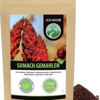 Порошок сумаха Alpi Nature 250 г, сушеные и измельченные плоды сумаха с солью, смесь специй.