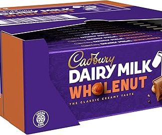 Молочный шоколад Cadbury с цельными орехами, Dairy Milk – сливочный молочный шоколад с кусочками цельных фундуков – восхитительная сладость и насыщенный вкус – цельные орехи, 14 x 180 г