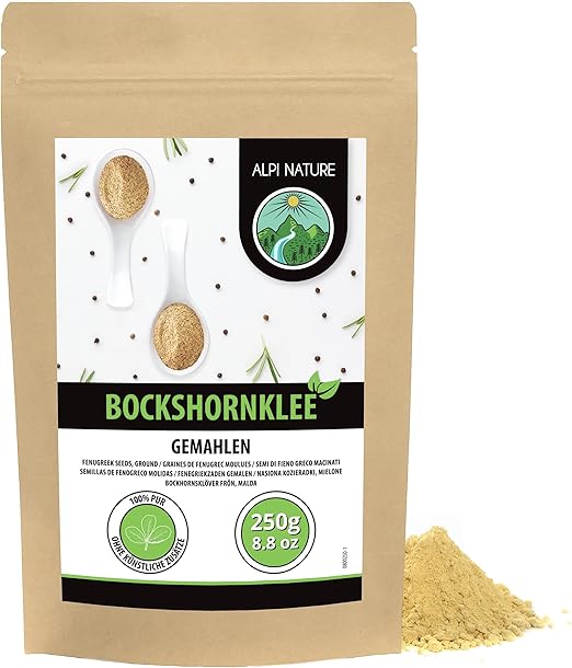 Порошок пажитника Alpi Nature 250 г, молотые семена пажитника, молотые семена мети для приготовления пищи