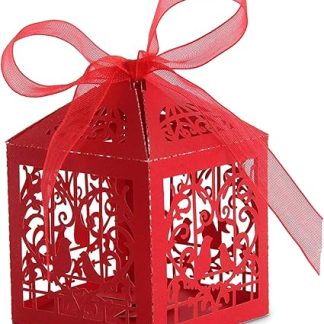 Набор для украшения конфет Trimming Shop, 100 штук, подарочная коробка с любимыми принадлежностями, точная резка, милые птички, для свадьбы, дня рождения, детского праздника, вечеринки, с лентами, красный.