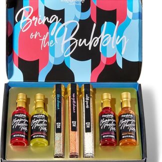 Подарочный набор «Просекко и коктейли» от Thoughtfully, включающий 4 освежающих коктейльных смеси и 3 съедобных украшения.