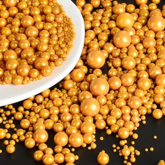 Золотистые жемчужные посыпки OSDUE, 85 г, съедобные жемчужные посыпки для украшения тортов, сахарные шарики для кексов, украшения для дней рождения, свадеб, Рождества.