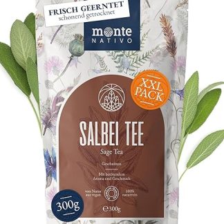 Чай с шалфеем Monte Nativo (300 г) – ароматный и 100% чистый натуральный листовой травяной чай без добавок – полезный и освежающий настой.