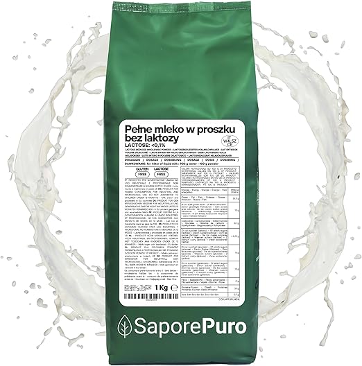 Сухое цельное молоко SaporePuro без лактозы, 1 кг Высокая растворимость Идеально подходит для выпечки тортов, хлеба и мороженого Для профессионального и промышленного использования Без лактозы Без глютена