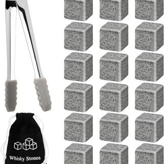 Набор из 18 гранитных кубиков для виски, многоразовый, с тканевым мешочком и зажимом для льда, камни для охлаждения вина, напитки, подарок для мужа, Рождество