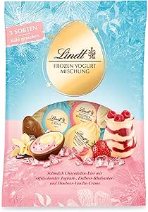 Набор для приготовления шоколадных яиц Lindt, 3 x 140 г, йогурт из цельного молока, 3 вида: малиново-ванильный, клубнично-ревеневый, йогурт, шоколад, шоколадный подарочный набор, пасхальные яйца, яйца