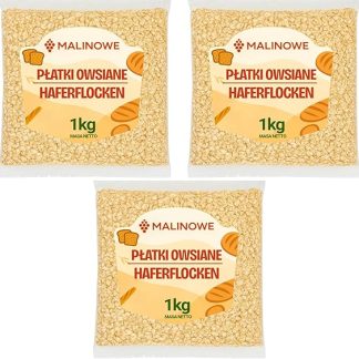 Овсяные хлопья с малиной, 3 шт. по 1 кг. Вкусная овсяная каша для завтрака, 3 кг.