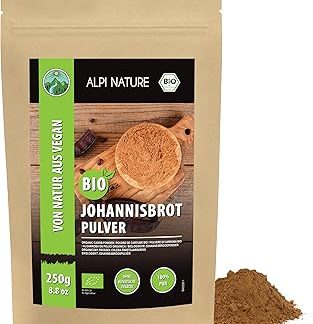 Порошок органического рожкового дерева Alpi Nature, 250 г, молотые стручки рожкового дерева, натуральный подсластитель для выпечки.