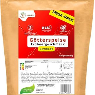 Желе Sansei без сахара – без сахара и подсластителей – низкоуглеводный десерт – 1 порция (7 г) – низкокалорийный десерт (клубника)
