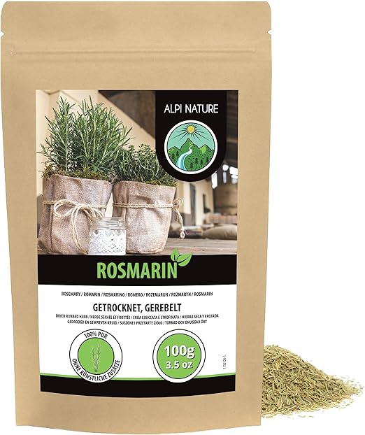 Сушеный розмарин Alpi Nature 100 г, сушеные и измельченные листья розмарина, зелень розмарина для приготовления пищи.