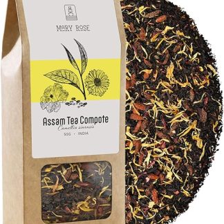Черный чай Mary Rose Assam Compote | Индийский чай Ассам | Черный чай с гибискусом, календулой и ягодами годжи | Натуральные добавки | Источник теина | Натуральный стимулятор | 50 г