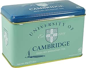 Новые английские чаи, Кембриджский университет, в жестяной коробке. 40 пакетиков чая для завтрака в классической аутентичной кембриджской жестяной коробке.
