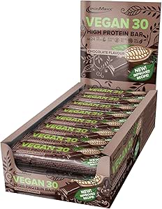Веганский протеиновый батончик «30% протеина» со вкусом шоколада, 24 x 35 г | растительный протеиновый батончик | 30% протеина | без добавления сахара | без пальмового масла