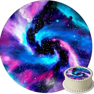 Вафельная фигурка для торта J&M DECO Galaxy Space Ø20 см – съедобное украшение на космическую тематику для дня рождения – топпер для детского торта – без глютена и подходит для веганов.