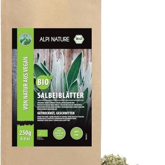 Органический шалфейный чай Alpi Nature 250 г, сушеные и нарезанные листья для приготовления шалфейного чая.