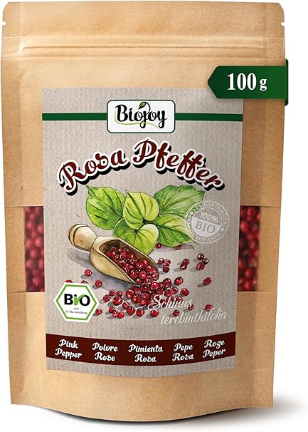 Органический розовый перец Biojoy (100 г), розовый перец без добавок (Schinus terebinthifolia)