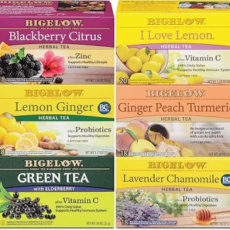 Набор травяных чаев Bigelow Immunity Variety Pack: зеленый чай с кофеином и без кофеина (упаковка из 6 пакетиков), всего 110 чайных пакетиков.