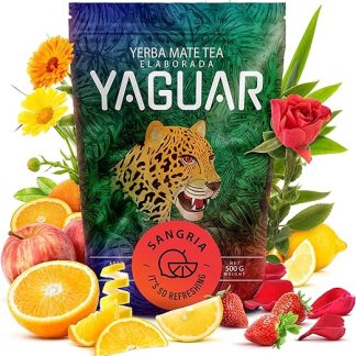 Сангрия Yaguar 0,5 кг | Мате с фруктами | Натуральный бодрящий эффект | Вдохновлено вкусом испанского напитка | Клубника, яблоко, цитрусовые, лепестки цветов | Бразильский мате | 500 г