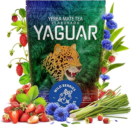 Ягуар Дикие Ягоды 0,5 кг | Богатый фруктовый состав мате из Бразилии 500 г | Много натуральных добавок | Высокое содержание натурального кофеина | Гармоничный вкус | Традиционные методы производства