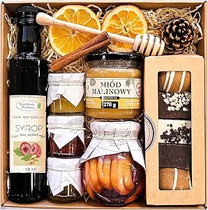 ПОДАРОЧНАЯ КОРЗИНА ПОДАРОЧНЫЙ ИМБИРНЫЙ ПРЯНИЧНИК МЕД МАЛИННЫЙ СИРОП CTRYNA МАЛИНОВЫЙ