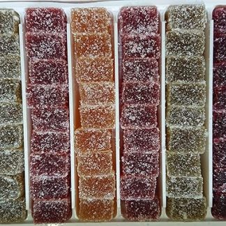 Фруктовое желе, 920 г, фруктовое желе в кубиках, фруктовое желе, различные вкусы (лимон, абрикос, клубника, черная смородина, груша), без глютена, без консервантов.