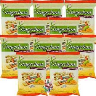 Упаковка из 10 шт. – [10 x 125 г] имбирные конфеты со вкусом манго / имбирные конфеты со вкусом манго + маленькая волшебная кукла – деревянные куколки